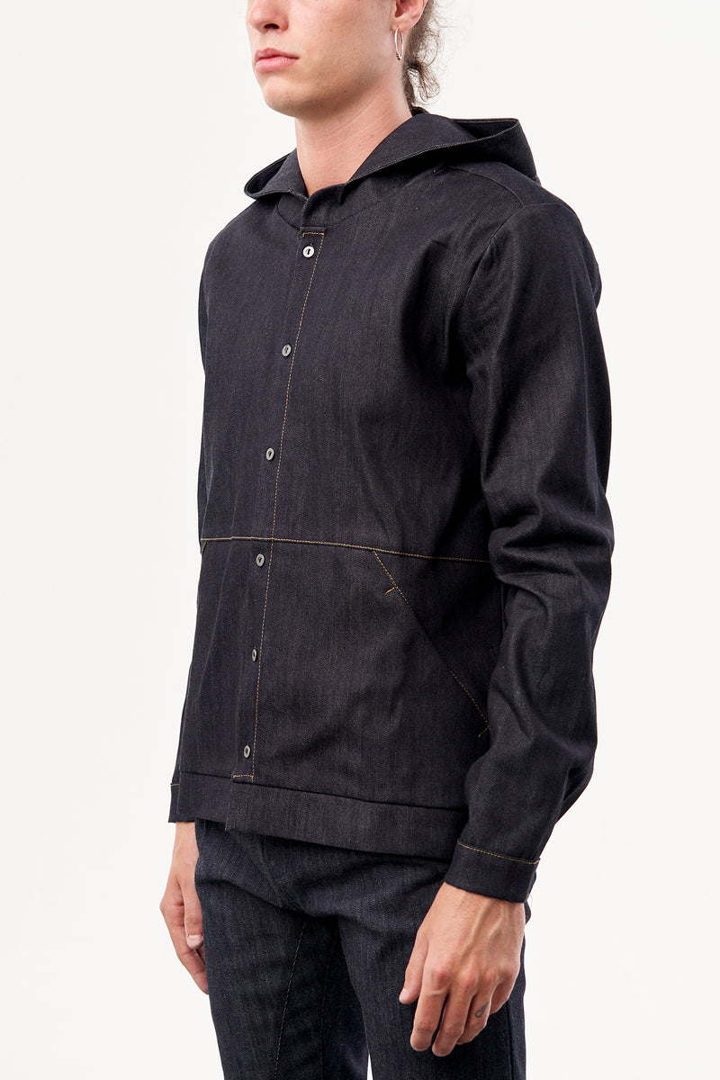 Denim discount hooded shirt